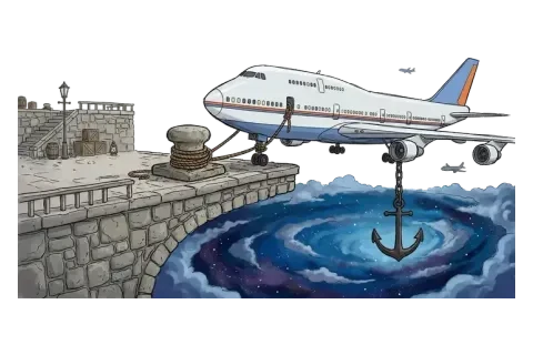 Rebus puzzle 10: an illustration hinting at "AIRPORT"