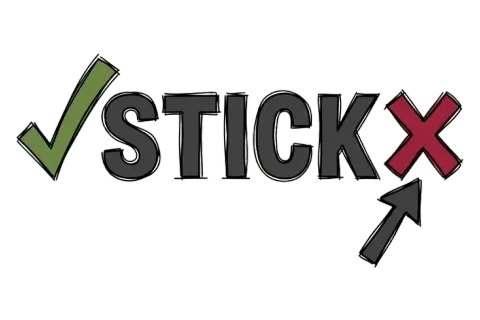The word STICK with a green tick on one side, a red cross on the other and an arrow pointing at the cross
